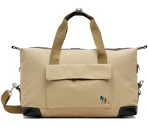 Beige Embroidered Duffle Bag