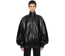 Black Oversized Faux-Leather Jacket