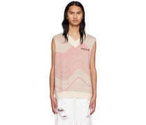 Beige & Pink Jacquard Vest