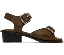 Brown Square 35 Heeled Sandals
