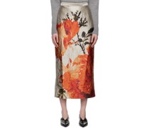 Taupe Graphic Midi Skirt