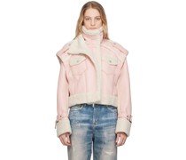 Pink Paneled Faux-Leather Jacket