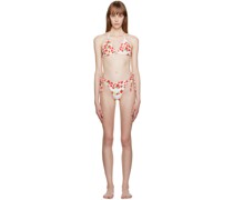 Beige Strawberry Bikini