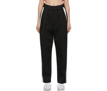 Black Pleated Tuxedo Wool Trousers