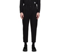 Black Plain Tapered Trousers