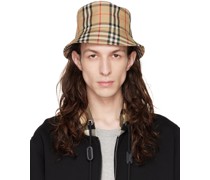 Beige Vintage Check Bucket Hat