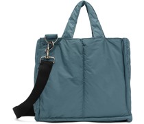 Blue Puffed Shopper Tote