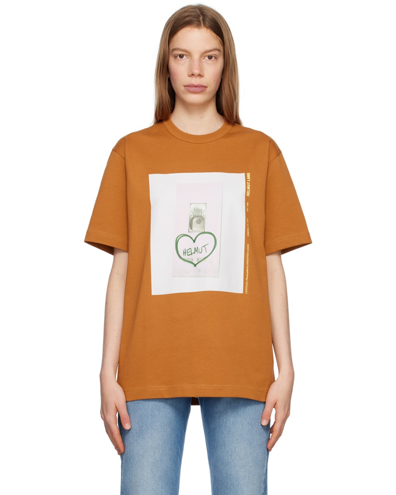Helmut Lang Damen Orange Photo T-Shirt