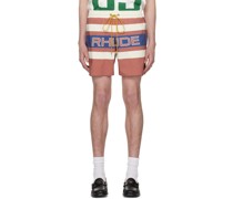 Red & Off-White Pavil Racing Shorts