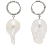 Silver Baroque Pearl Hoop Earrings