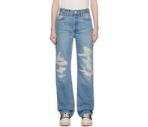Blue High-Rise Loose Jeans