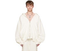 White Paneled Hoodie