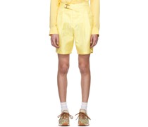 Yellow Pleated Shorts
