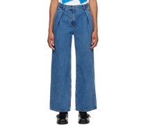 Blue Significant Pleated Jeans