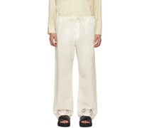 White Embroidered Blackjack Trousers