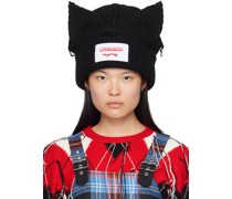 Black Supersized Chunky Ears Beanie