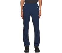 Navy & Black Paneled Track Pants