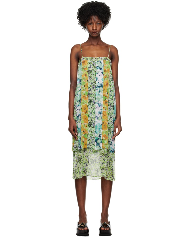 Dries van Noten Damen Green Floral Midi Dress