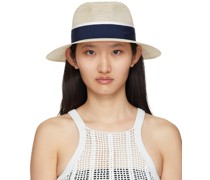 Beige & Navy Henrietta Fedora Hat