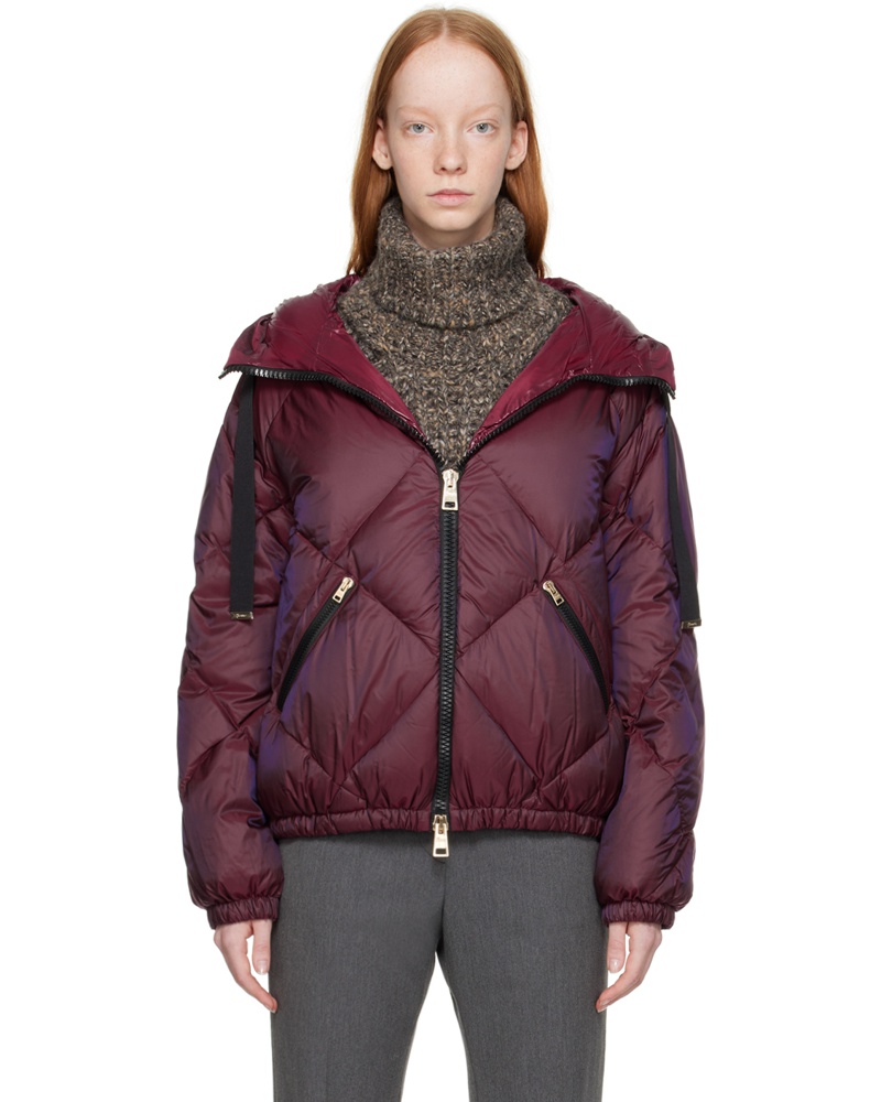 Herno Damen Purple Diamond Quilt Bomber Down Jacket