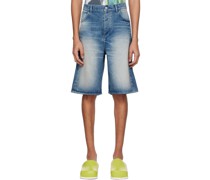 Blue Faded Denim Shorts