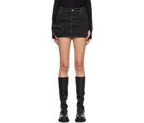 Black Pocket Denim Miniskirt