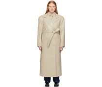 Beige Tina Faux-Leather Trench Coat