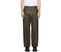 Brown Wide Faux-Leather Trousers