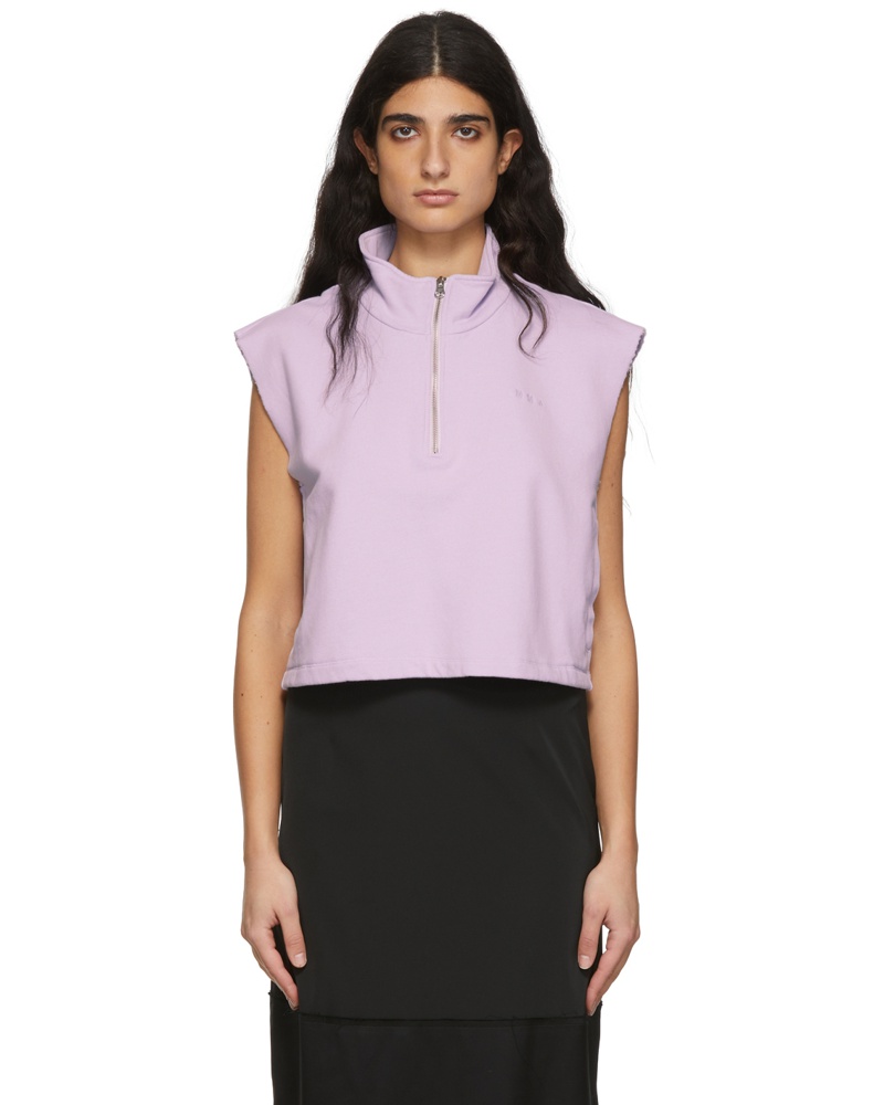 Maison Margiela Damen Purple Cotton Half-Zip Sweater