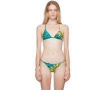 Blue & Yellow Barrocodile Bikini Top
