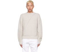 Taupe Knit Multistructured Crewneck Sweater