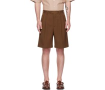 Brown Pleated Shorts