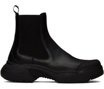 Black Faux-Leather Chelsea Boots