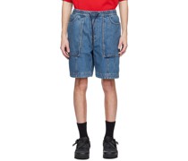 Blue Drawstring Denim Shorts