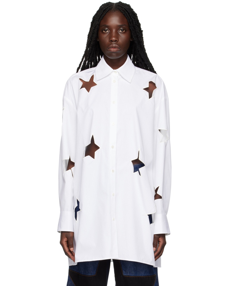 MSGM Damen White Star Cut Out Shirt