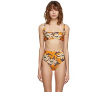 Orange Floral Lona Bikini Top