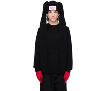 Black Extra Long Rabbit Ears Beanie