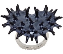 SSENSE Exclusive Silver & Black Spiky Heart Ring