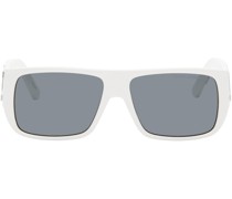 White Text Logo Rectangular Sunglasses