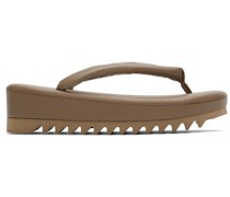 Beige Leather Flip Flops