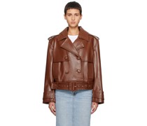 Brown Fern Faux-Leather Jacket