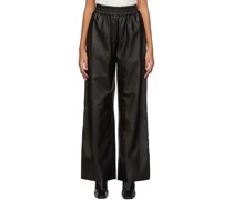 Black Leather Shotts Trousers
