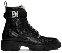 Black Terra Shearling-Lined Combat Boots