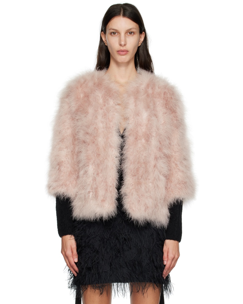 Yves Salomon Damen Pink Feather Jacket