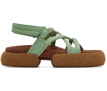 Green & Brown Leather Sandals