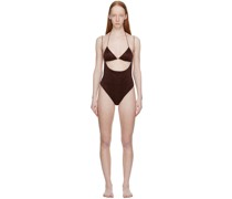 Brown Metallic One-Piece Swimsuit