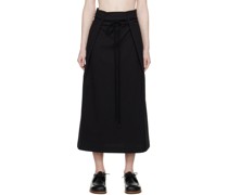 Black Drawstring Midi Skirt