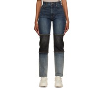 Indigo & Gray Two-Tone Straight-Leg Jeans