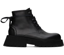 Black Micarro Lace Up Ankle Boots