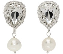 Silver Pearl Drop Dangle Earrings